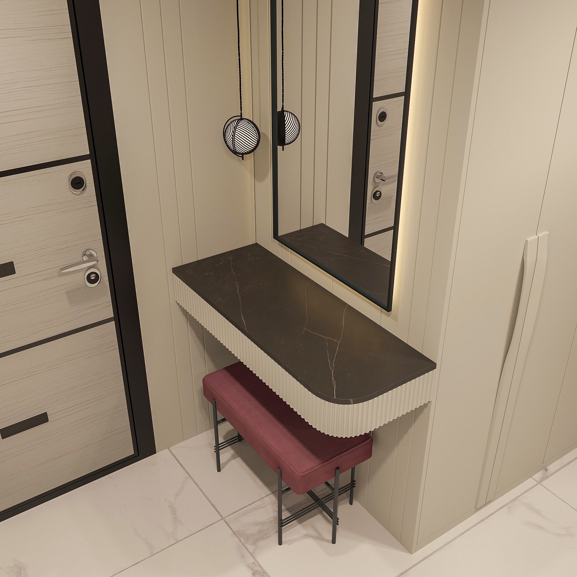 Modern Lacquer Entryway Wardrobe