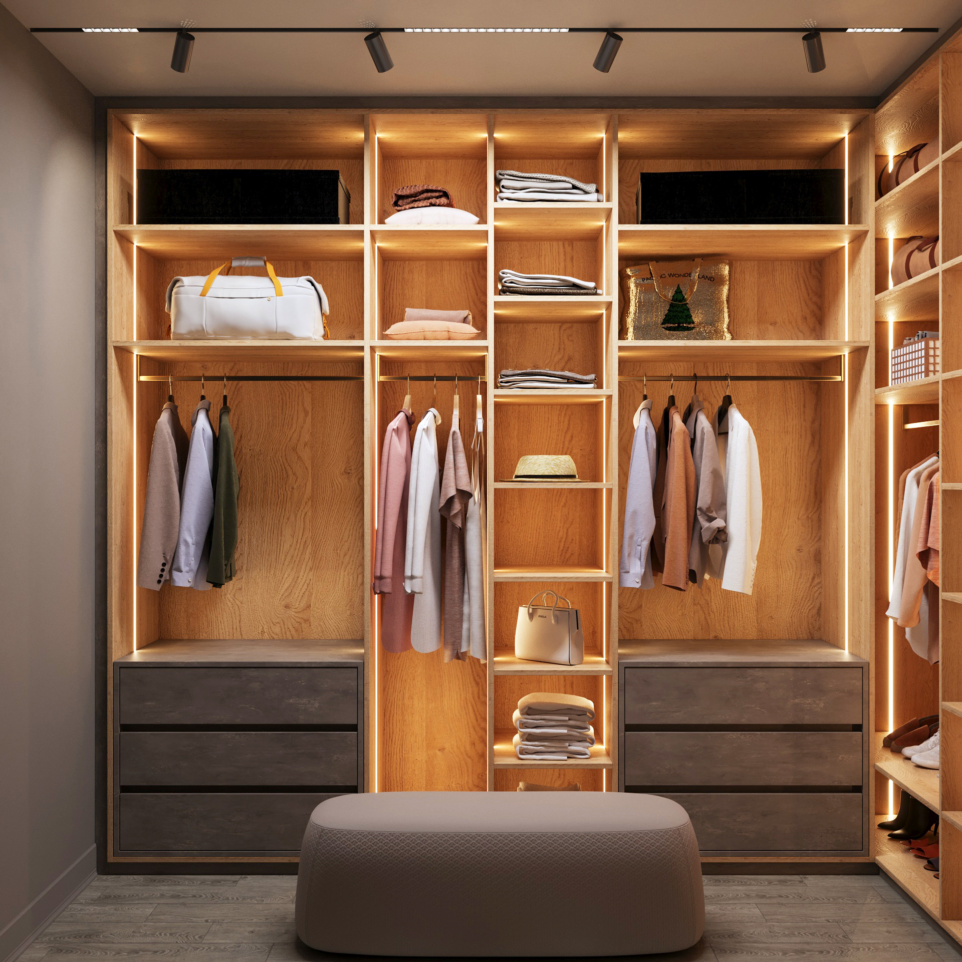 Open Shelf Oak Dressing Wardrobe