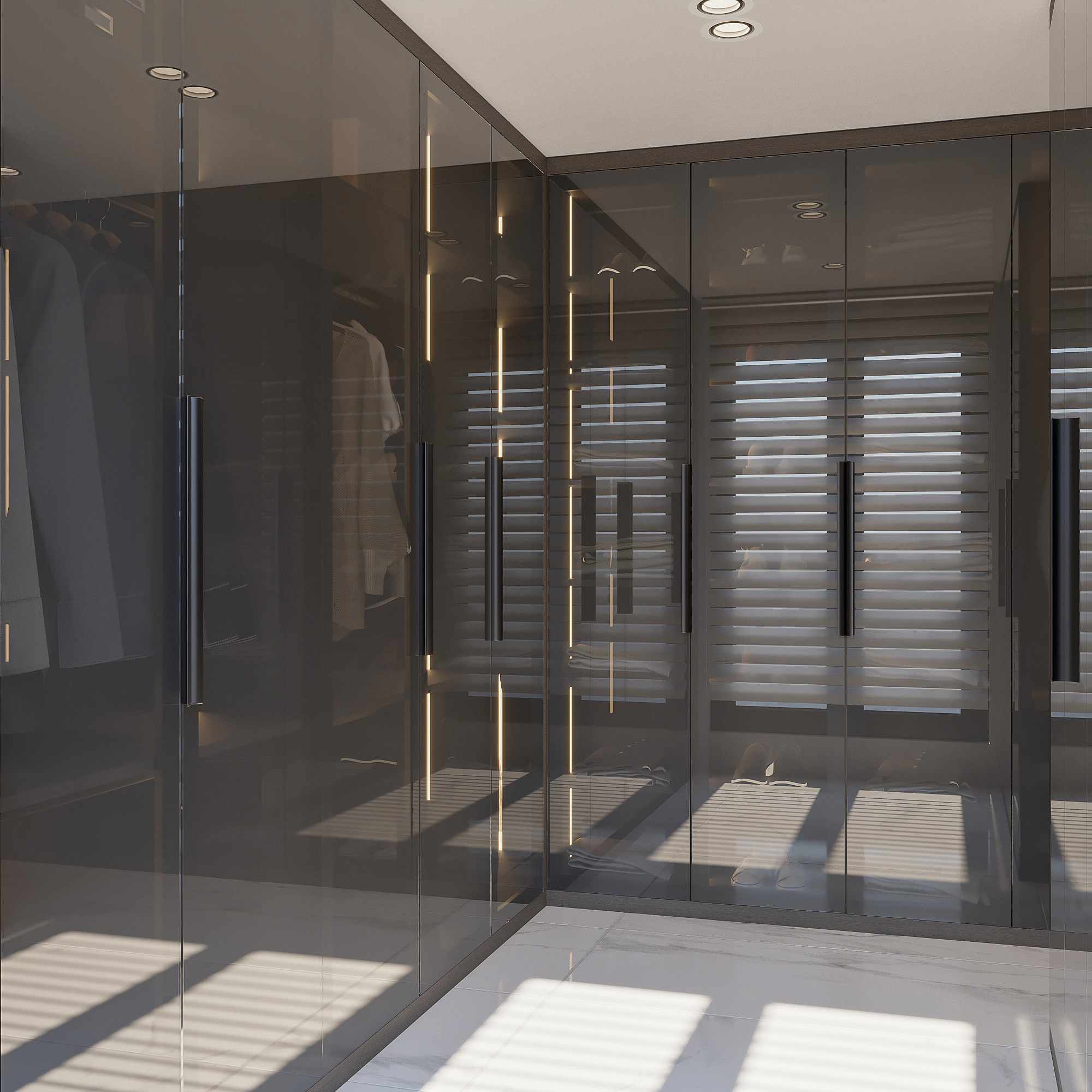 Smoked Glass Door Dressing Area