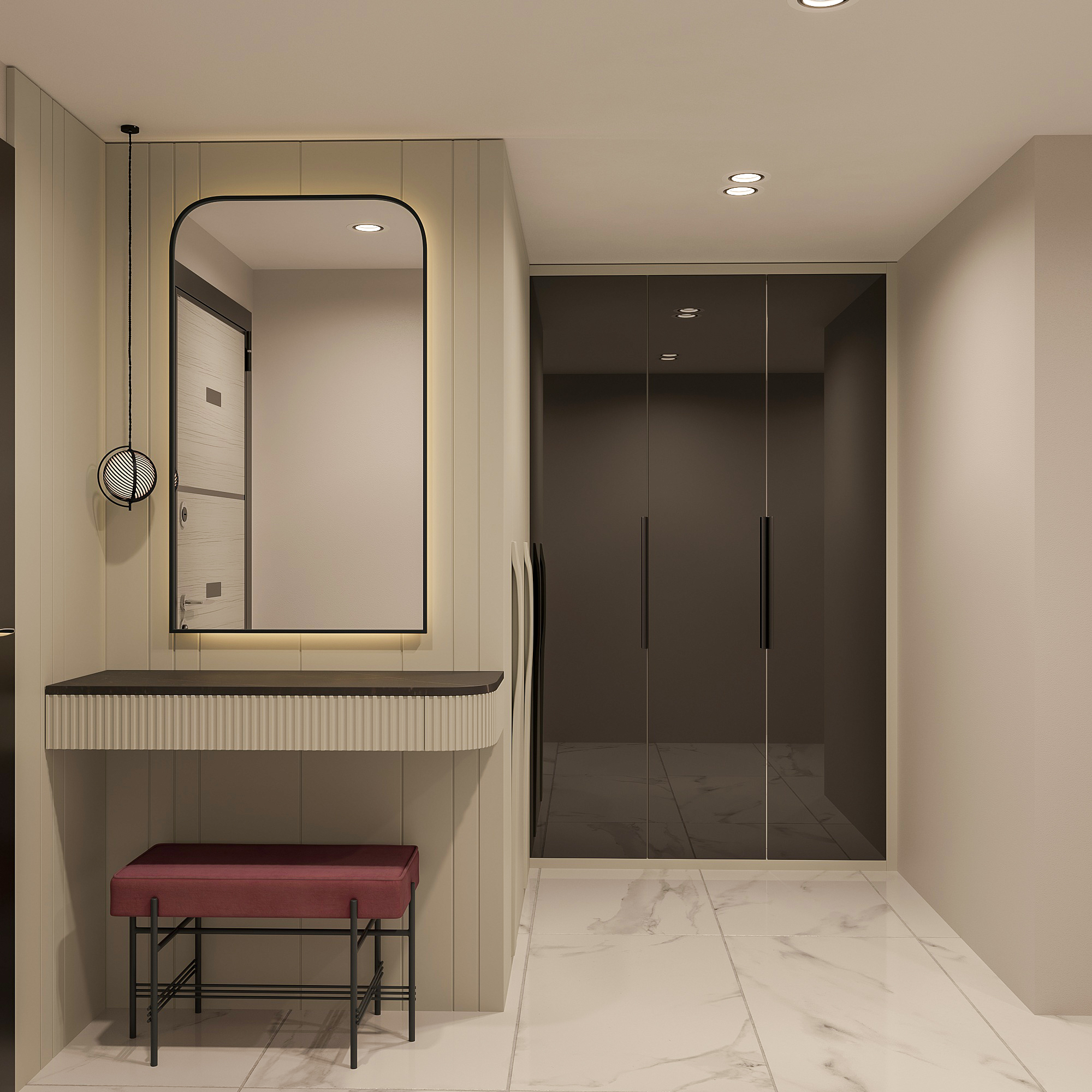 Modern Lacquer Entryway Wardrobe