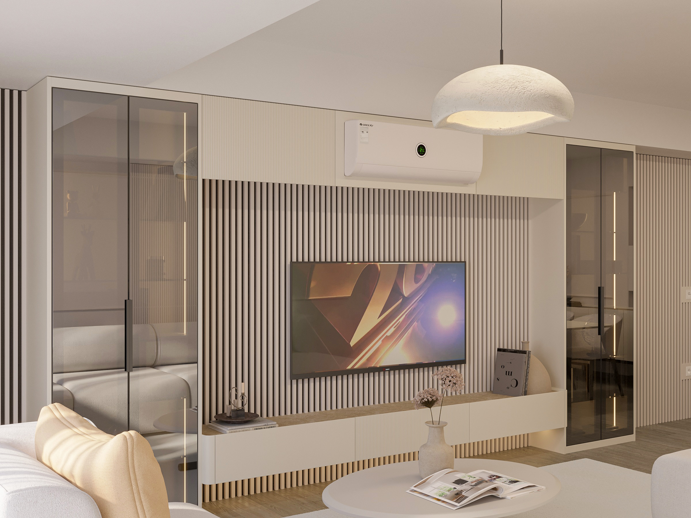 Cream Living Room Interior Design