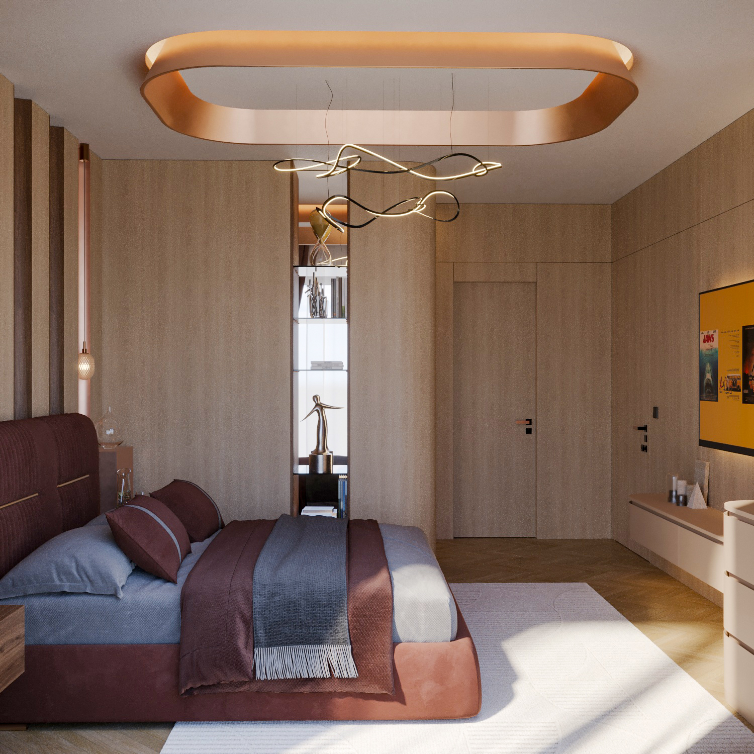 Bedroom Cream TV Unit