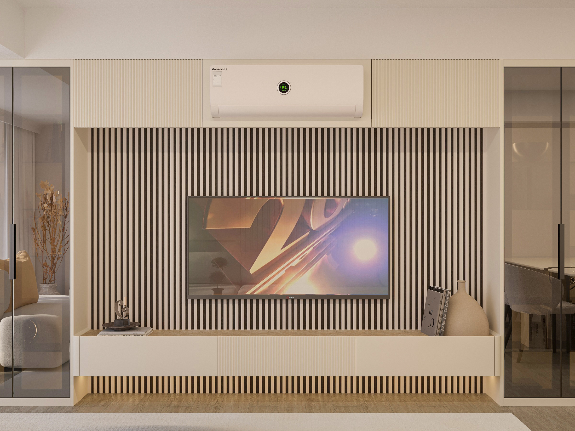 Cream Living Room Interior Design