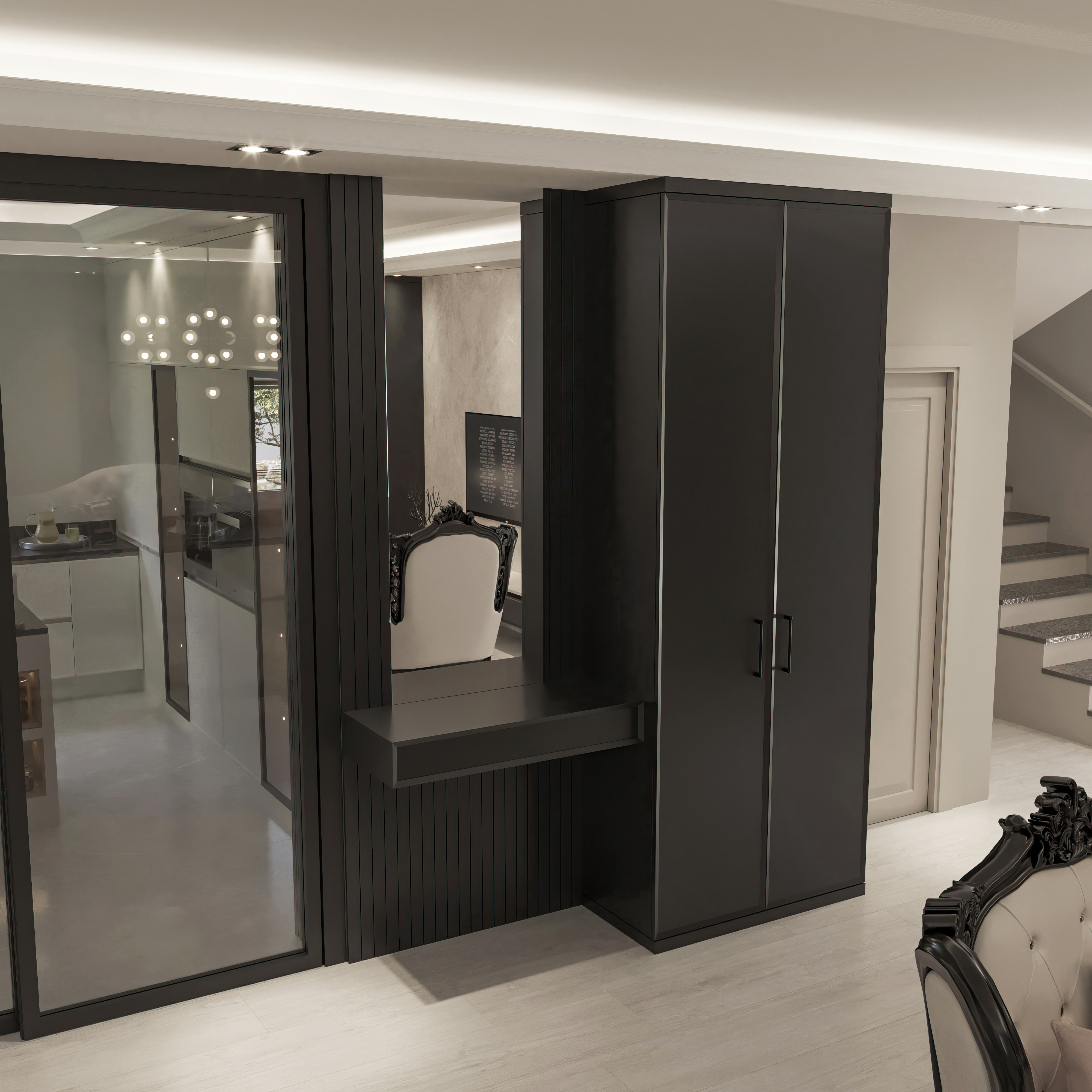 Black Lacquer Entryway Wardrobe