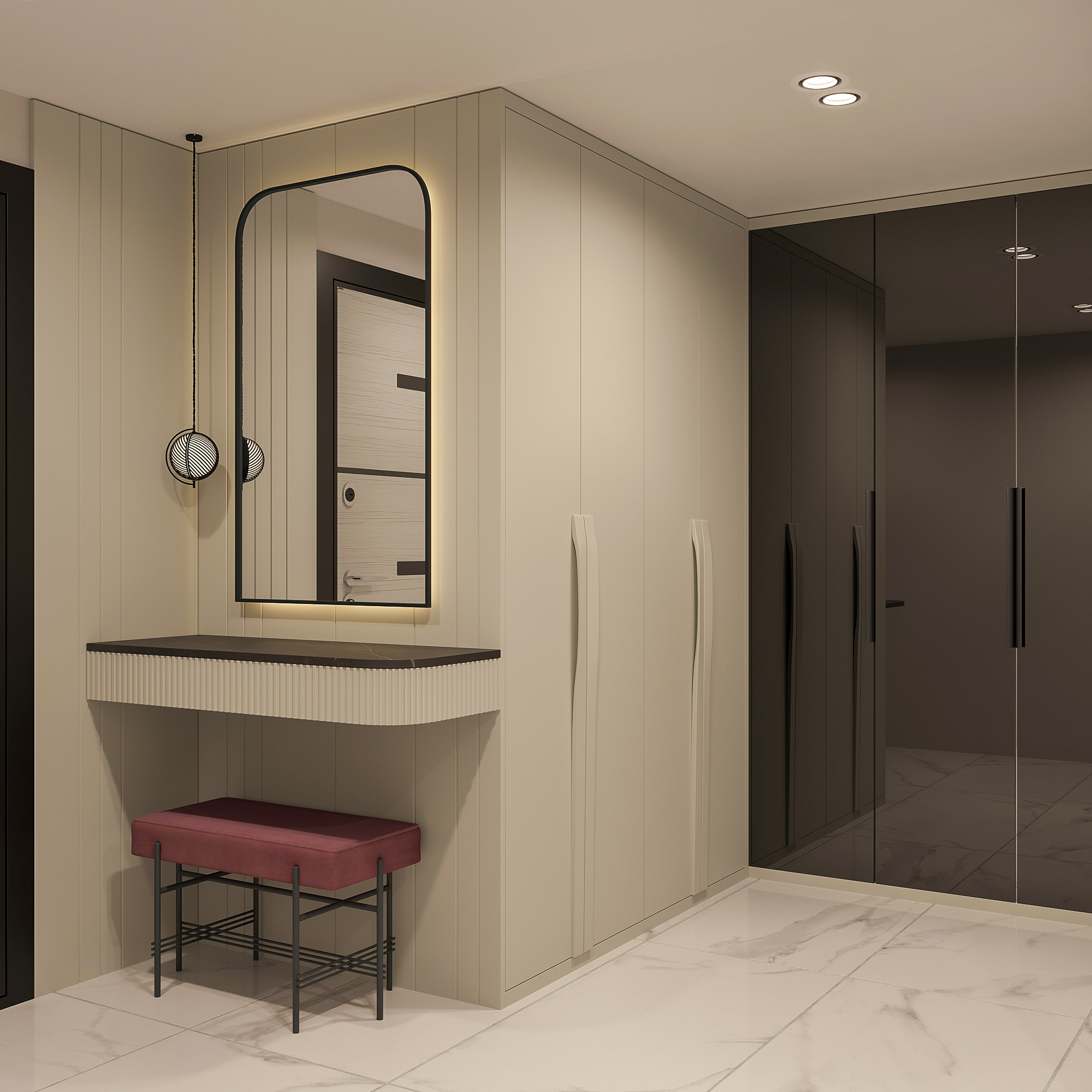 Modern Lacquer Entryway Wardrobe