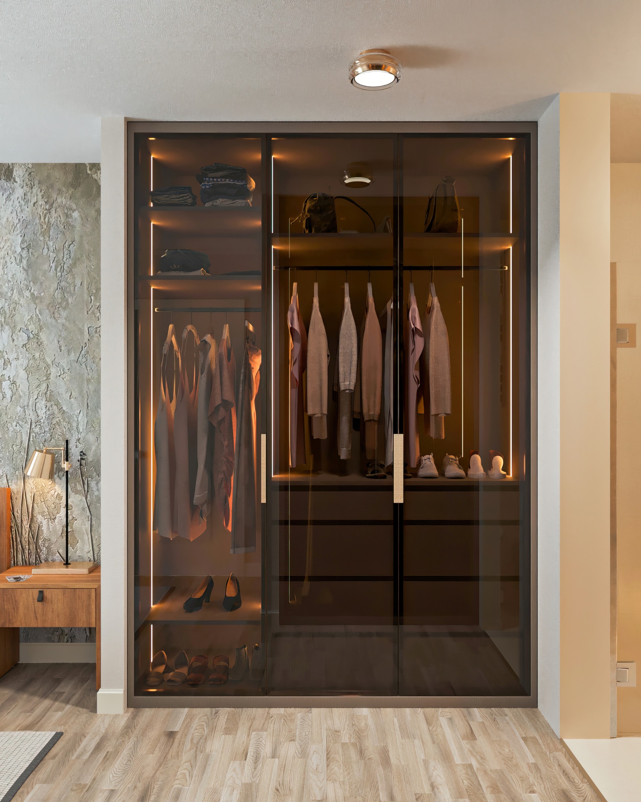 Bronze Glass Door Wardrobe